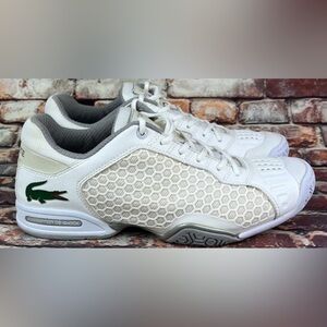 Vintage Lacoste Repel 2 Cream and Green Mesh Athleisure Trend tennis Sneakers 11